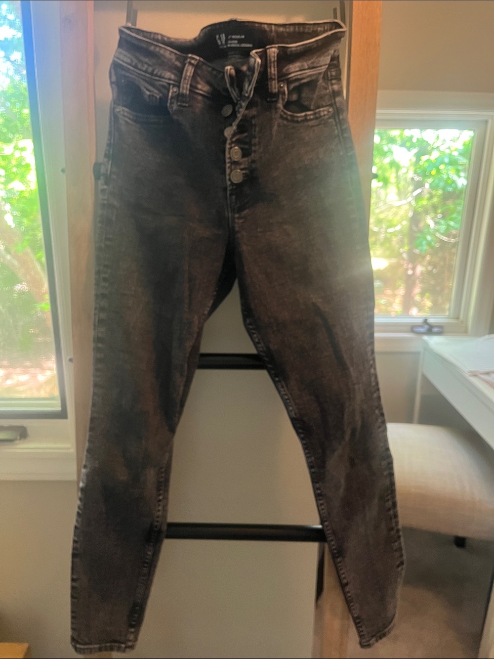 GAP High-Rise Skinny Jeans — Washed Black Denim